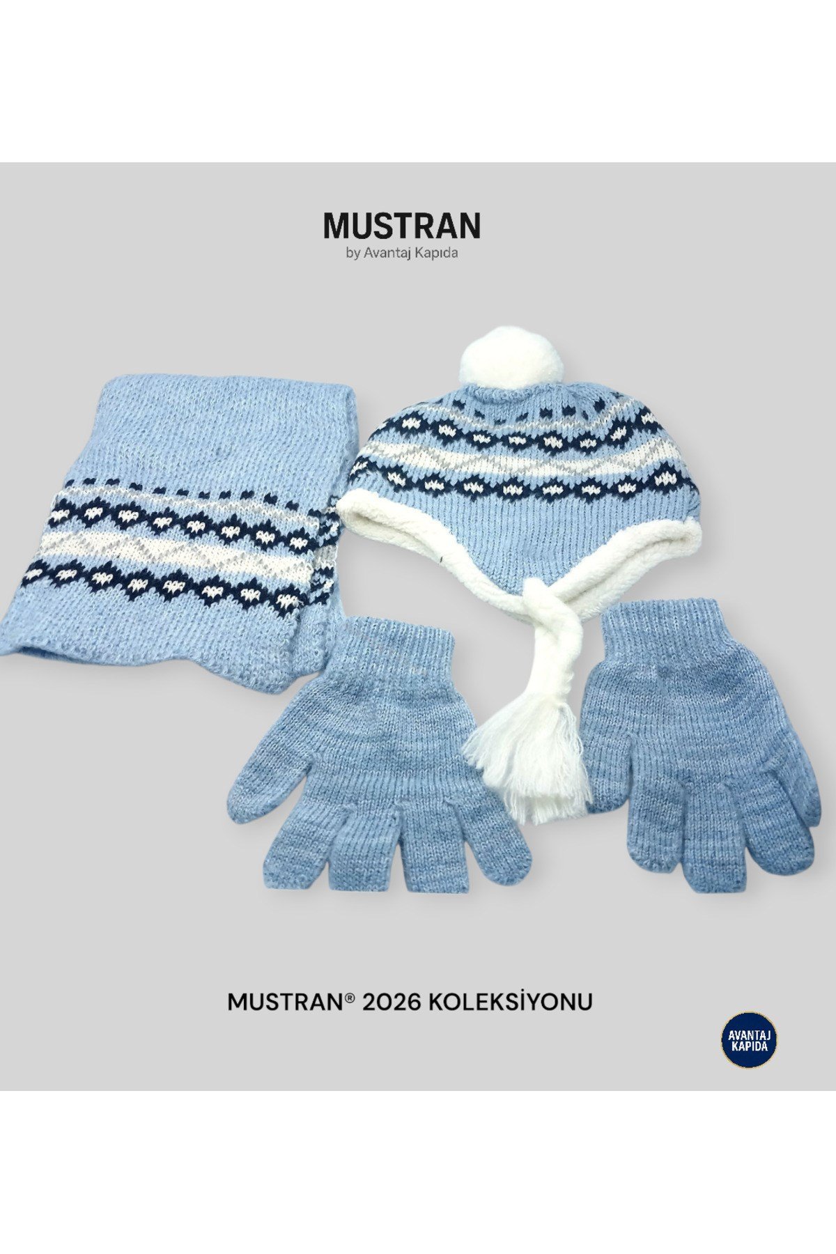 Çocuk Polar Astarlı Triko Bere Atkı Eldiven 3’lü Set - Kalın Örgü Kışlık Hediyelik Model