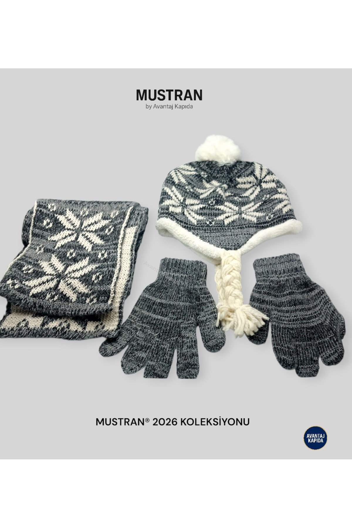 Çocuk Polar Astarlı Triko Bere Atkı Eldiven 3’lü Set - Kalın Örgü Kışlık Hediyelik Model