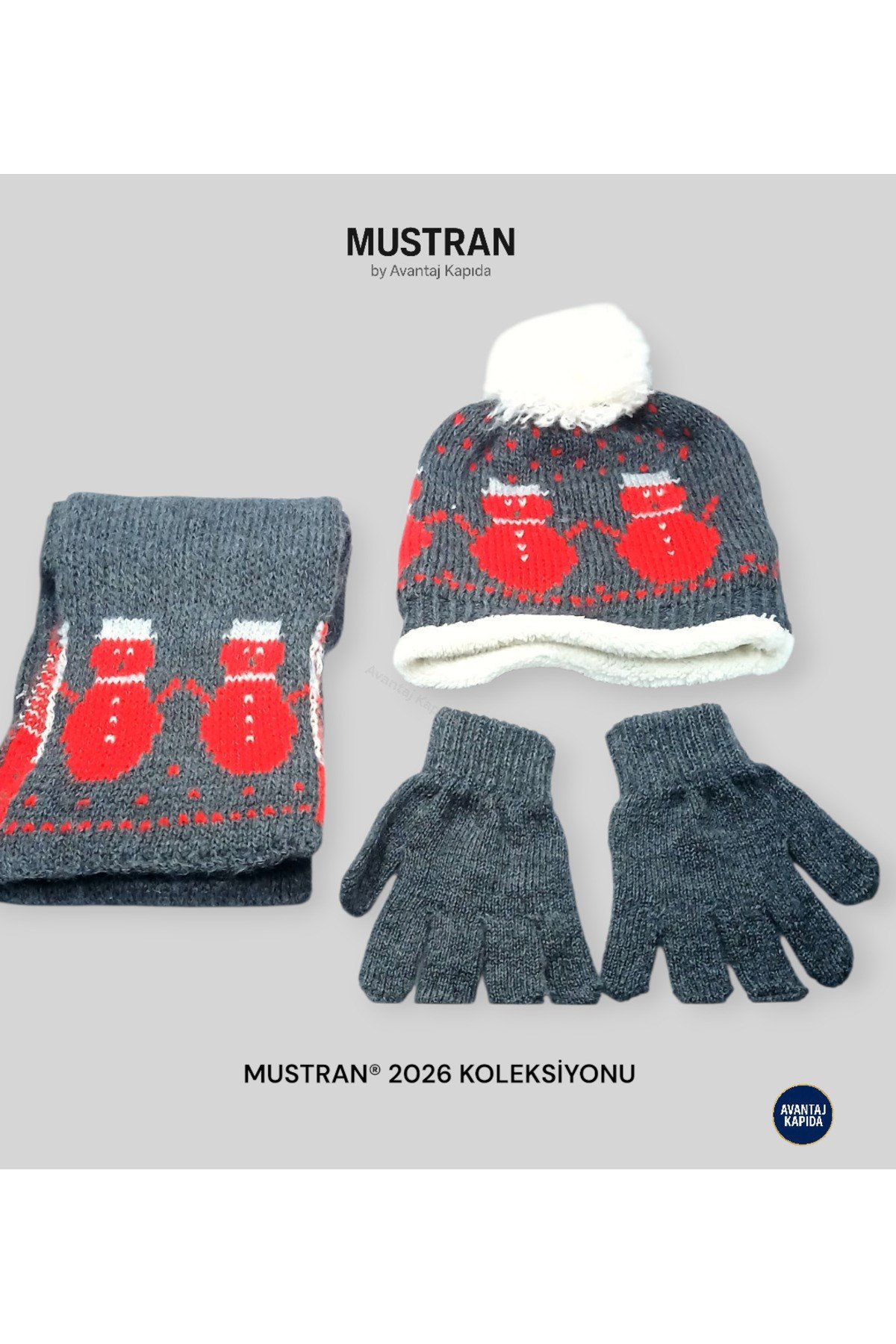 Çocuk Polar Astarlı Triko Bere Atkı Eldiven 3’lü Set - Kalın Örgü Kışlık Hediyelik Model