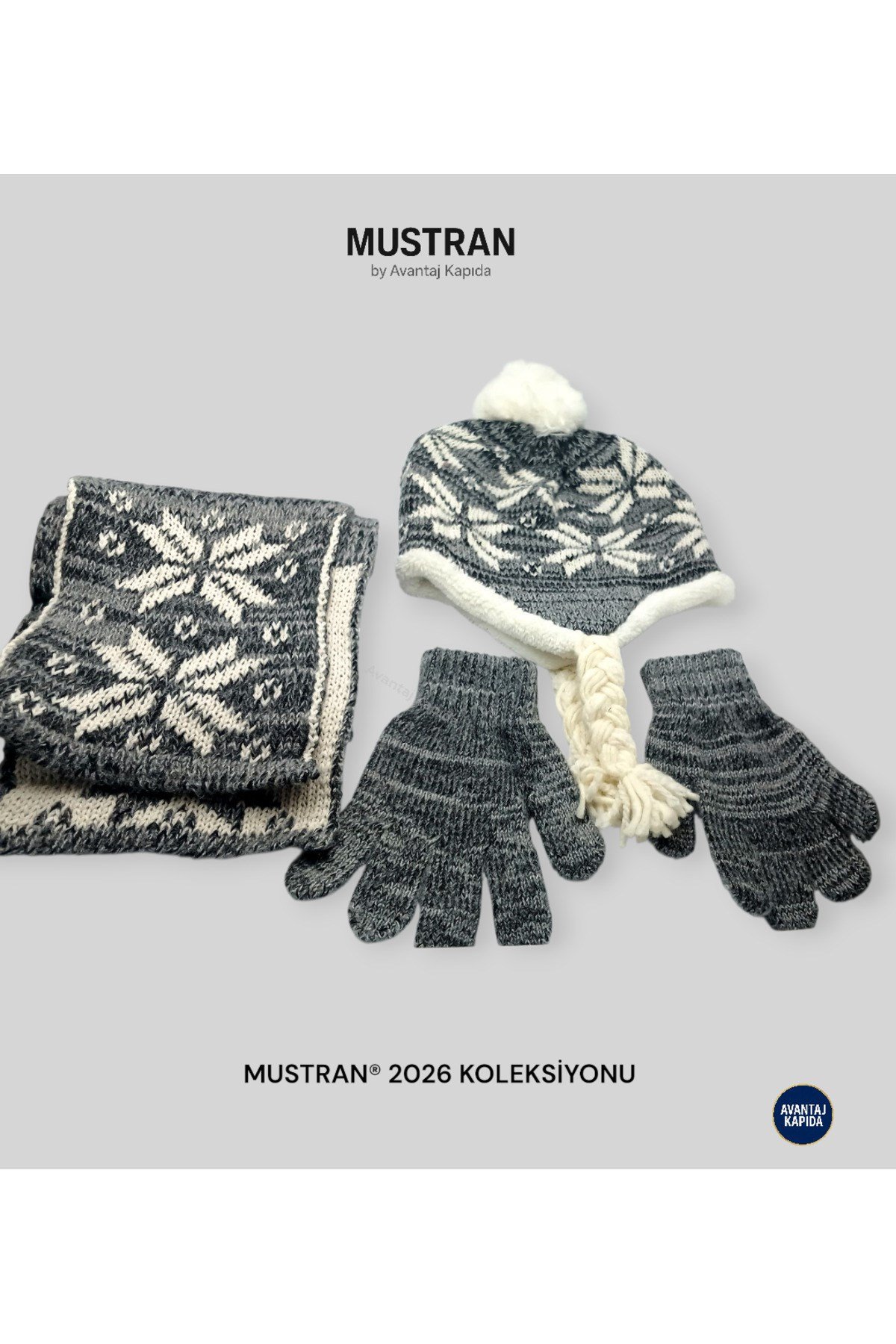 Çocuk Polar Astarlı Triko Bere Atkı Eldiven 3’lü Set - Kalın Örgü Kışlık Hediyelik Model