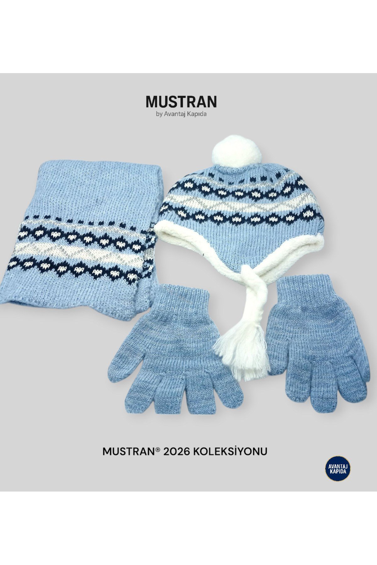 Çocuk Polar Astarlı Triko Bere Atkı Eldiven 3’lü Set - Kalın Örgü Kışlık Hediyelik Model