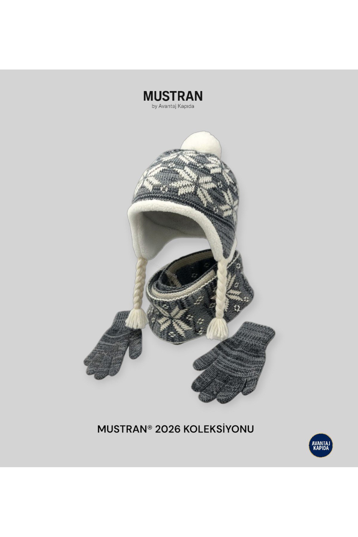 Çocuk Polar Astarlı Triko Bere Atkı Eldiven 3’lü Set - Kalın Örgü Kışlık Hediyelik Model