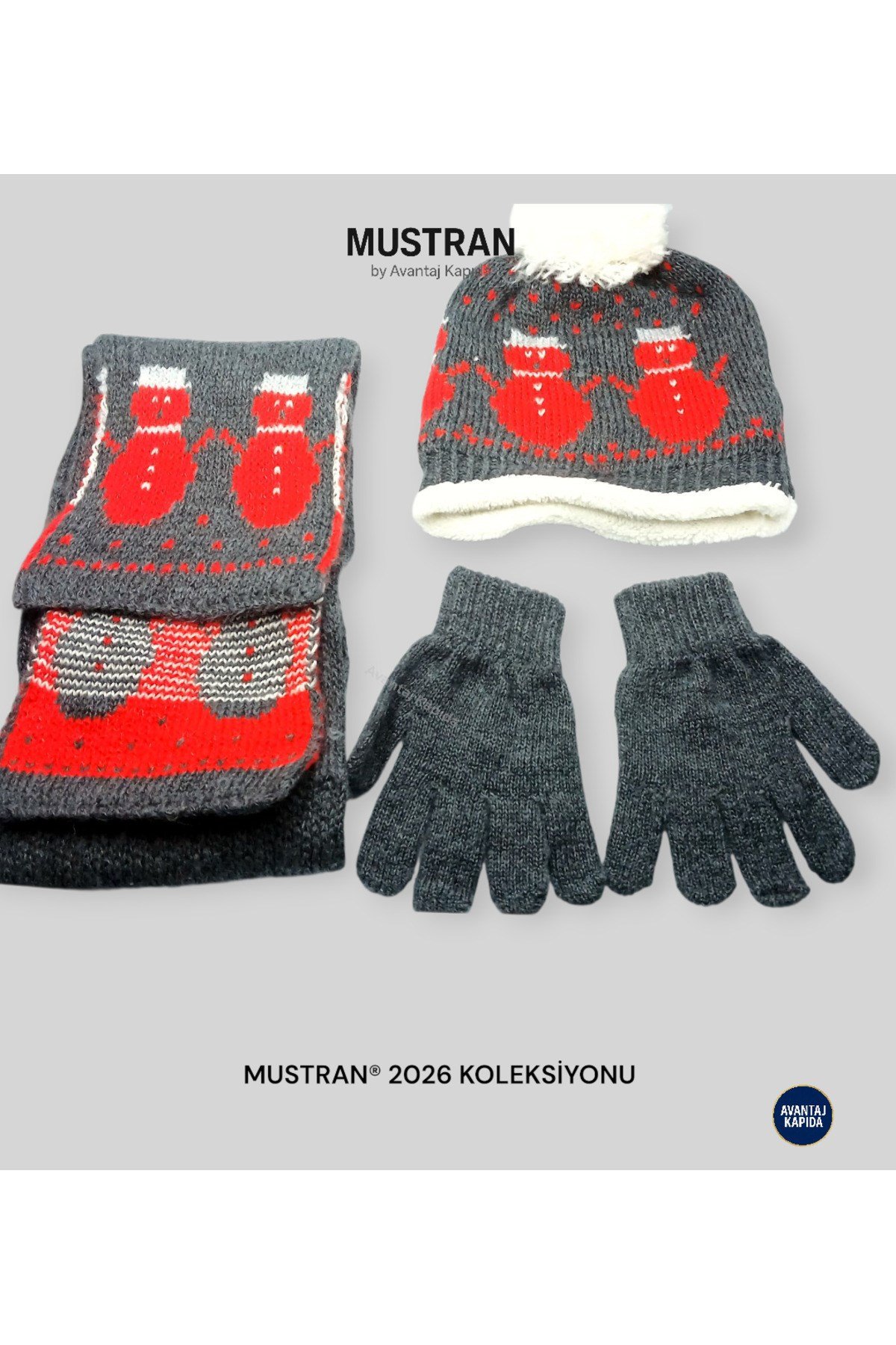 Çocuk Polar Astarlı Triko Bere Atkı Eldiven 3’lü Set - Kalın Örgü Kışlık Hediyelik Model
