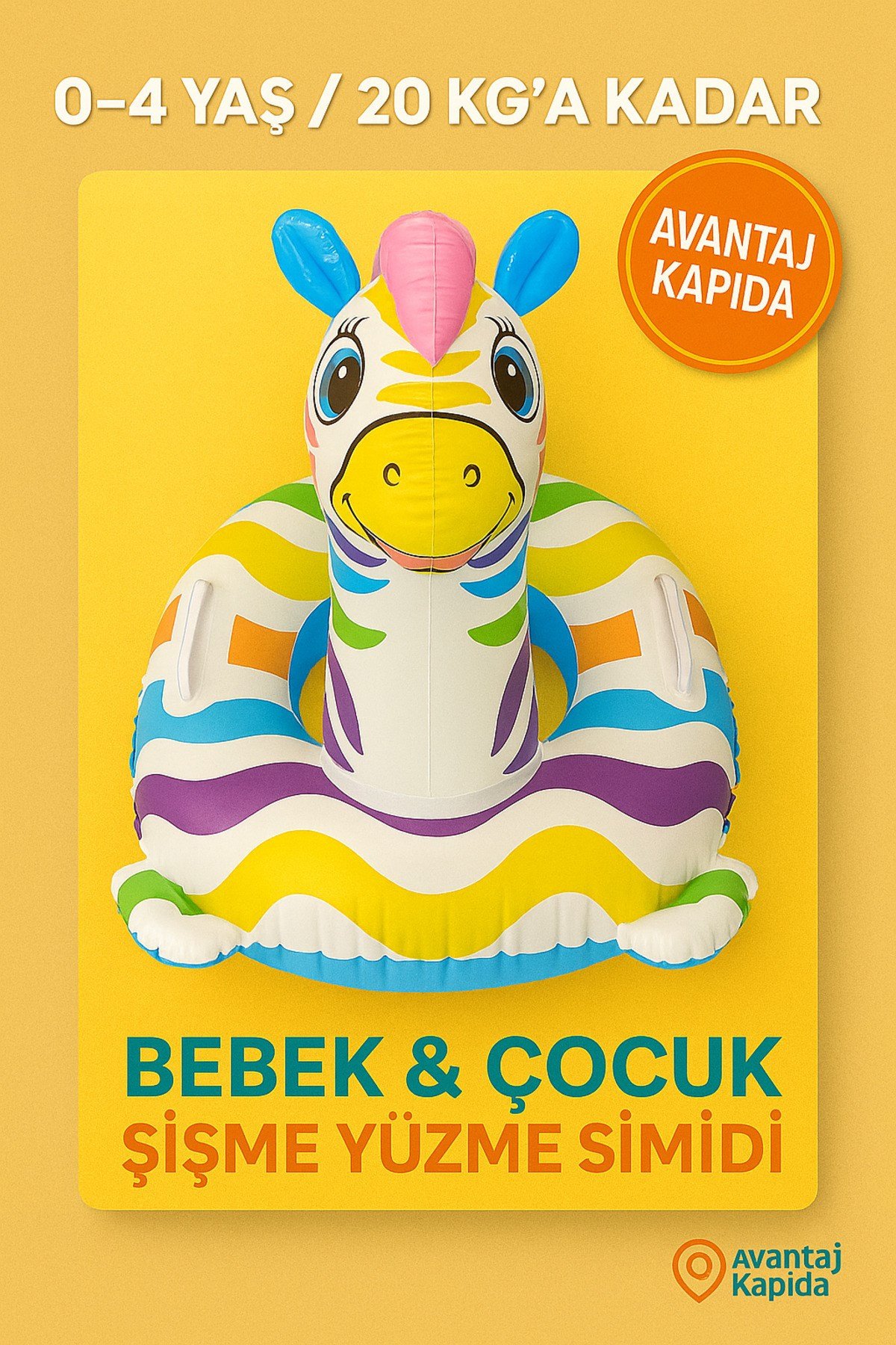 Çocuk Şişme Yüzme Simidi 3-6 Yaş 25 Kg Oturaklı Güvenli Deniz Havuz Şişme