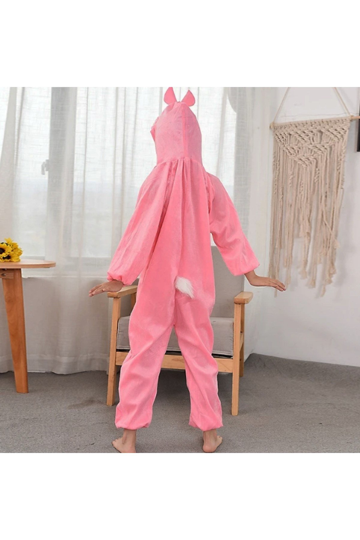 Çocuk Tavşan Kostümü Pembe Renk 6-7 Yaş 120 cm