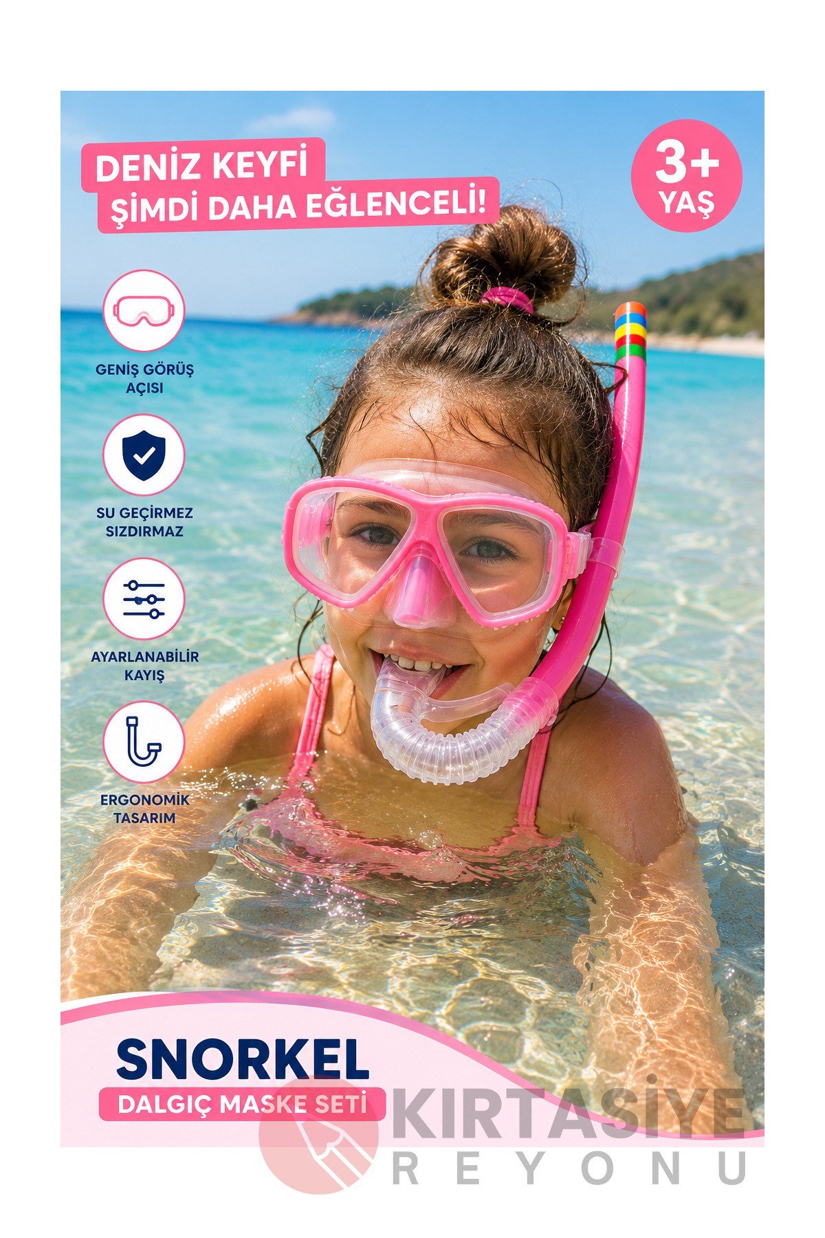 Deniz Havuz Yüzme Seti Gözlük ve Snorkel Seti (1 adet) (Çocuk ve Gençler için)
