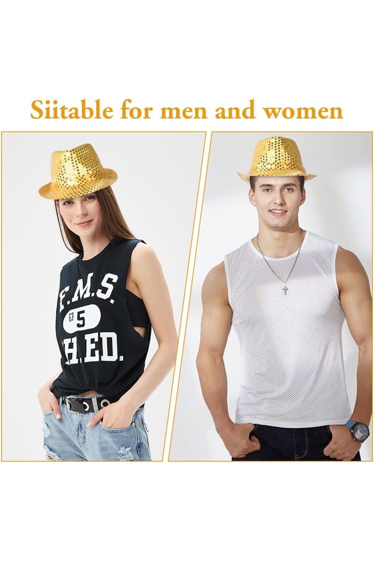Disko Star Altın Gold Payetli Fötr Şapka Yetişkin Boy