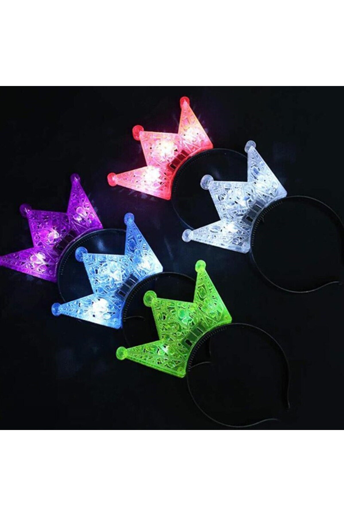 Ekstra Lüks Parlak Yanıp Sönen Led Işıklı Kral-Kraliçe Tacı Parti Tacı 16x18 cm