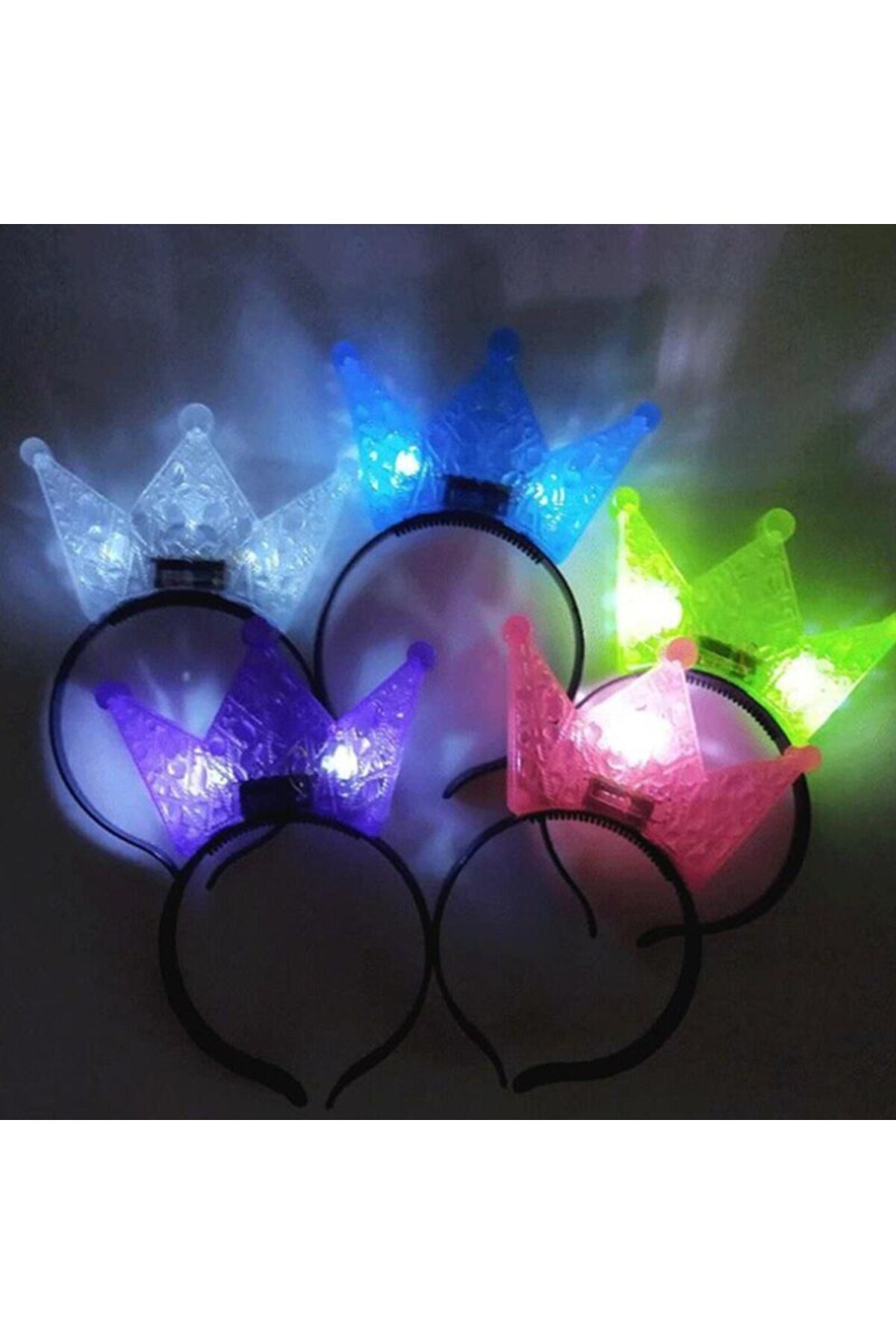 Ekstra Lüks Parlak Yanıp Sönen Led Işıklı Kral-Kraliçe Tacı Parti Tacı 16x18 cm