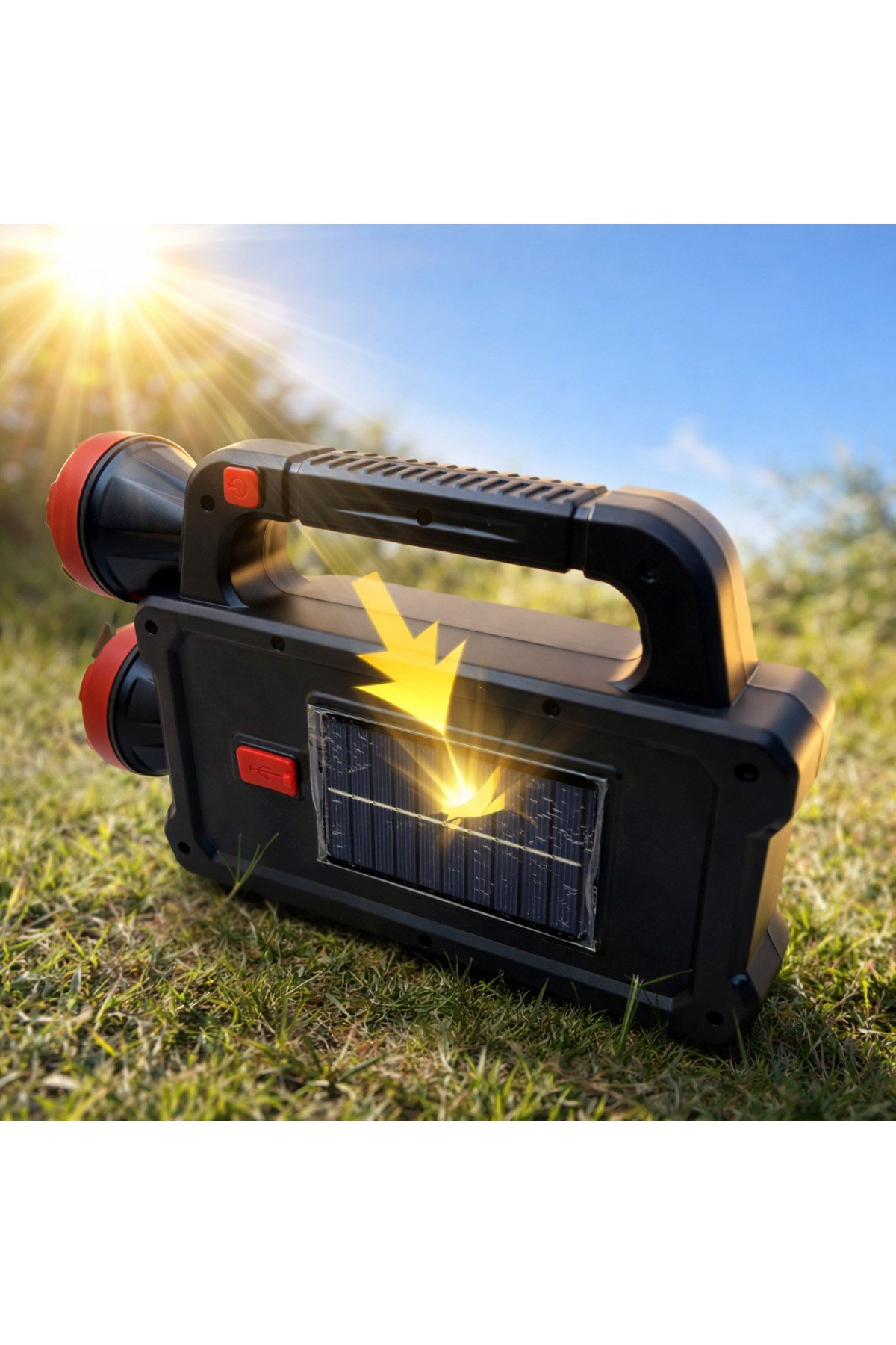Elektrik Kesintisi Solar Şarjlı Işıldak Powerbanklı Acil Durum Lambası Çift Işık Modlu Kamp Lambası