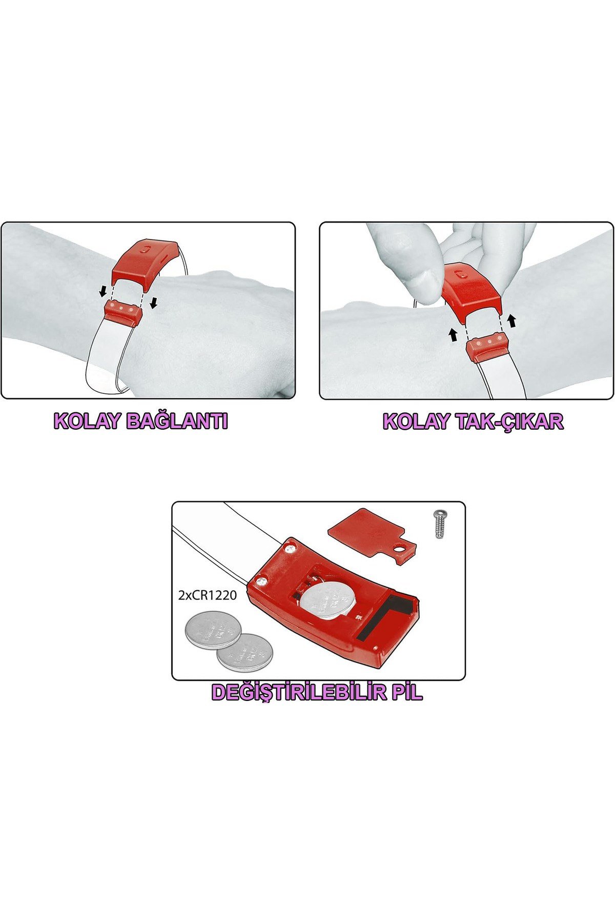 Festival & Parti LED Bileklik Baskı Yapılabilir 3 Farklı Mod Işıklı 1 Adet
