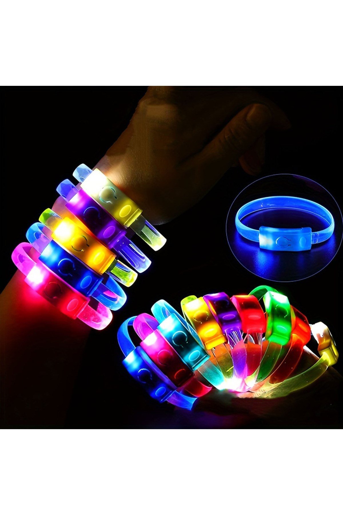 Festival & Parti LED Bileklik Baskı Yapılabilir 3 Farklı Mod Işıklı 1 Adet