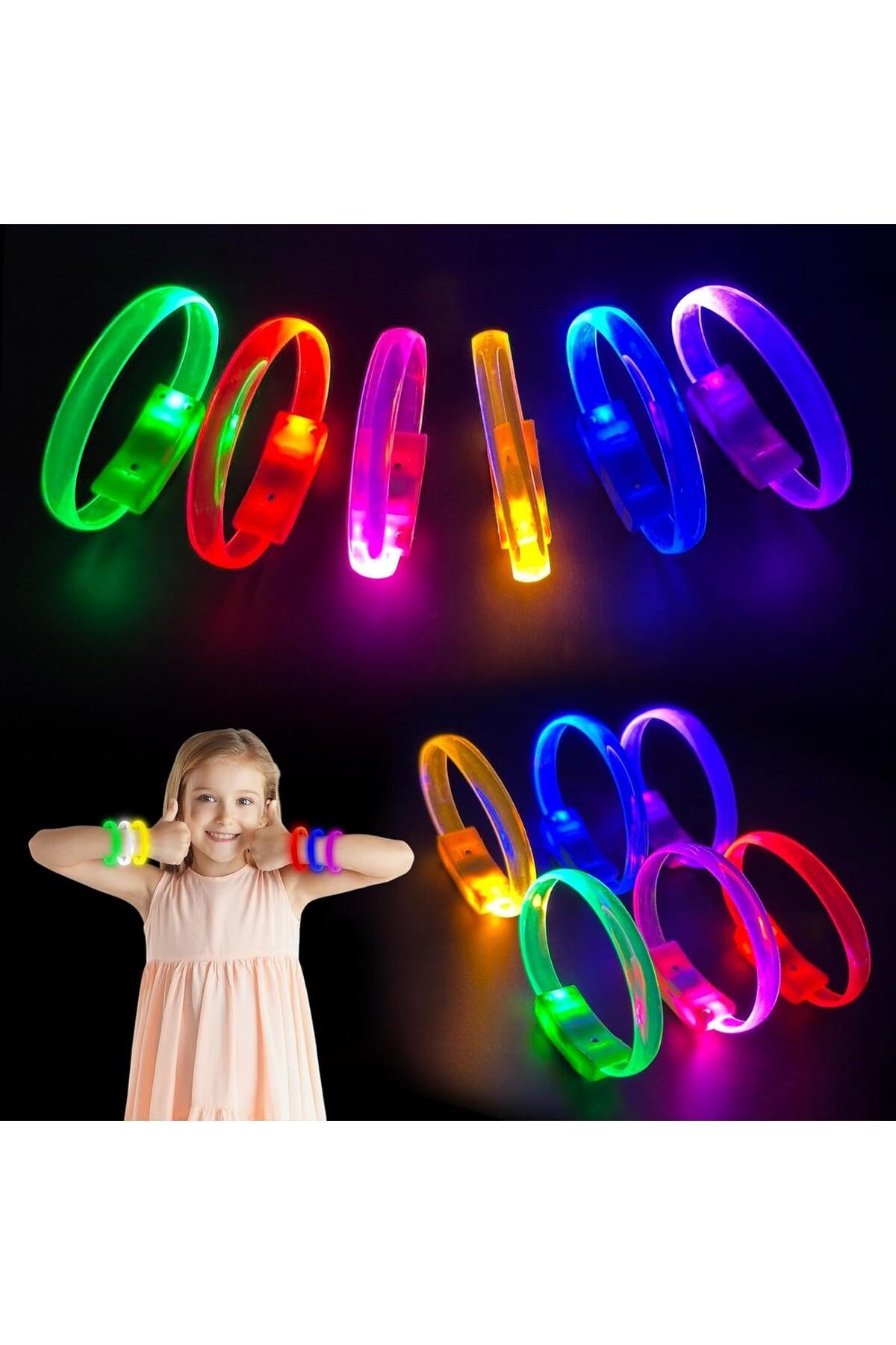 Festival & Parti LED Bileklik Baskı Yapılabilir 3 Farklı Mod Işıklı 1 Adet