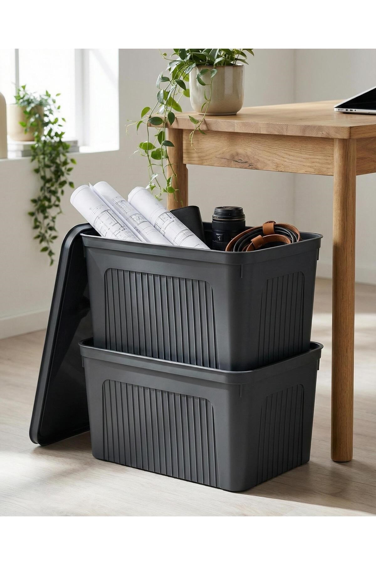 Füme 2'Li 27 LT Ünit Saklama Kutusu & Çok Amaçlı Banyo Ve Ev Düzenleyici Organizer