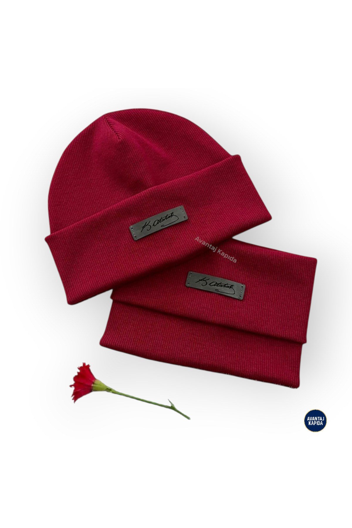 Genç & Yetişkin Unisex Bere Boyunluk Seti 2'li | Tek Beden+12 Yaş | %95 Pamuk | Çift Kat 4 Kat Kulak