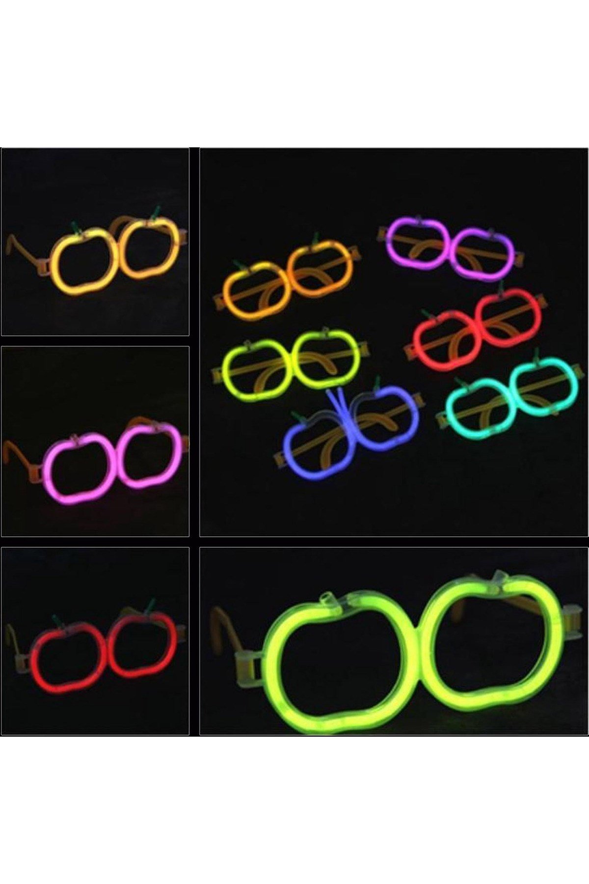 Glow Elma Gözlük - Glow Partisi Gözlüğü - Glow Gözlük 12 Adet