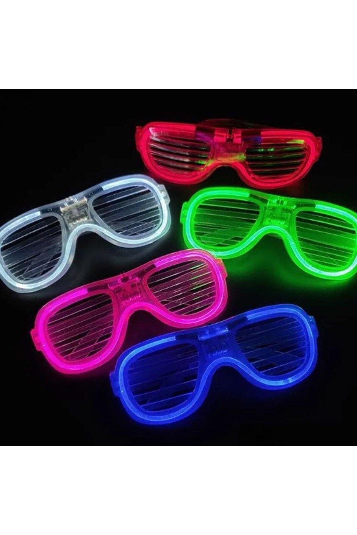 Glow Model Led Işıklı Parti Gözlüğü 3 Modlu 5 Renk 5 Adet