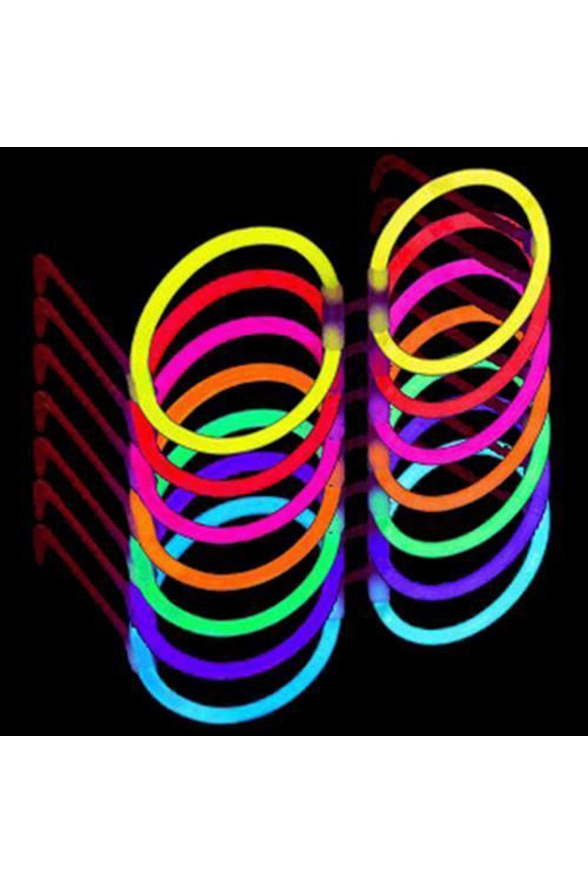 Glow Parti Gözlüğü Glow Partisi Yuvarlak Şekilli Fosforlu Gözlük 6 Adet