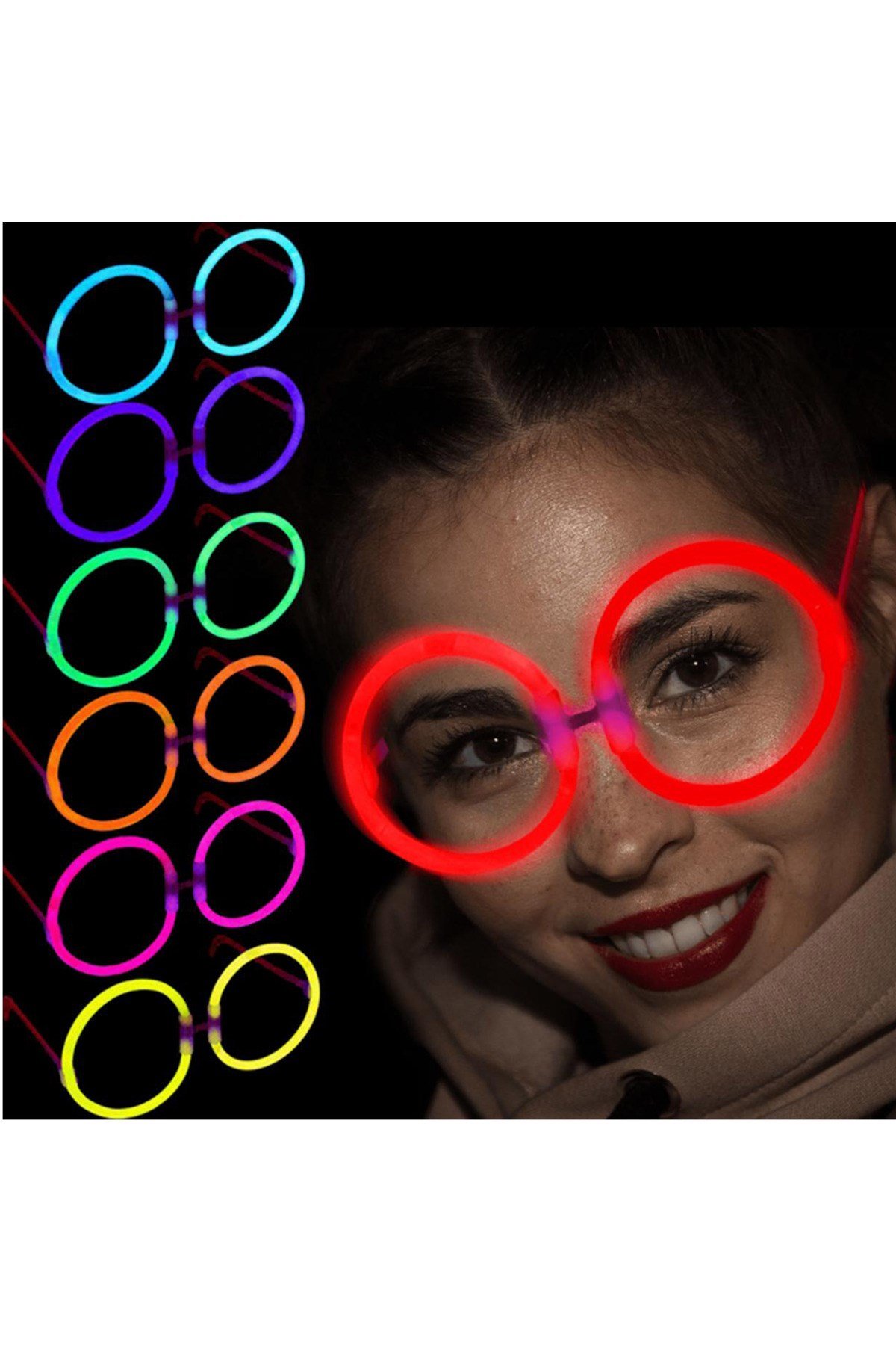 Glow Yuvarlak Gözlük - Glow Partisi Gözlükleri - Glow Gözlük 12 Adet