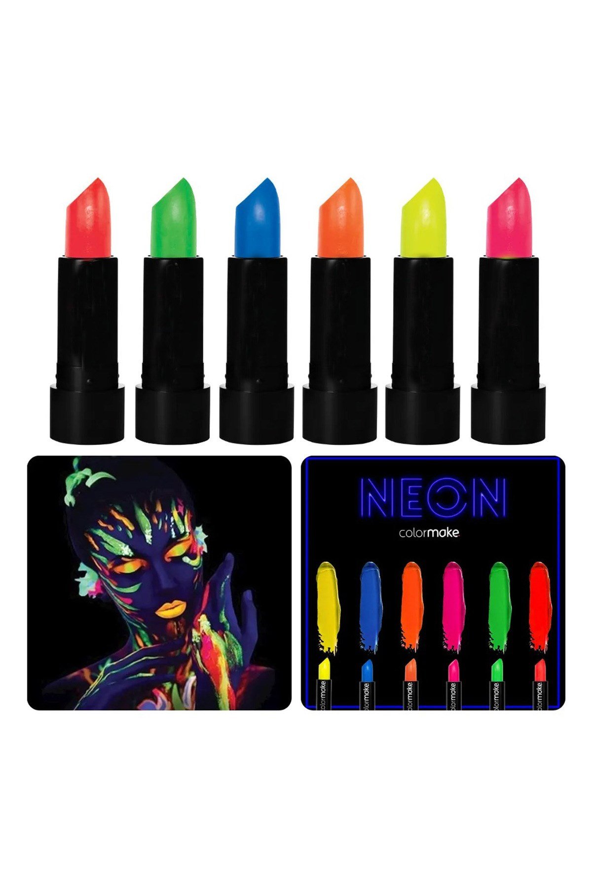 GlowPaint 6’lı Neon Boya – UV Işıkta Parlayan Makyaj Seti