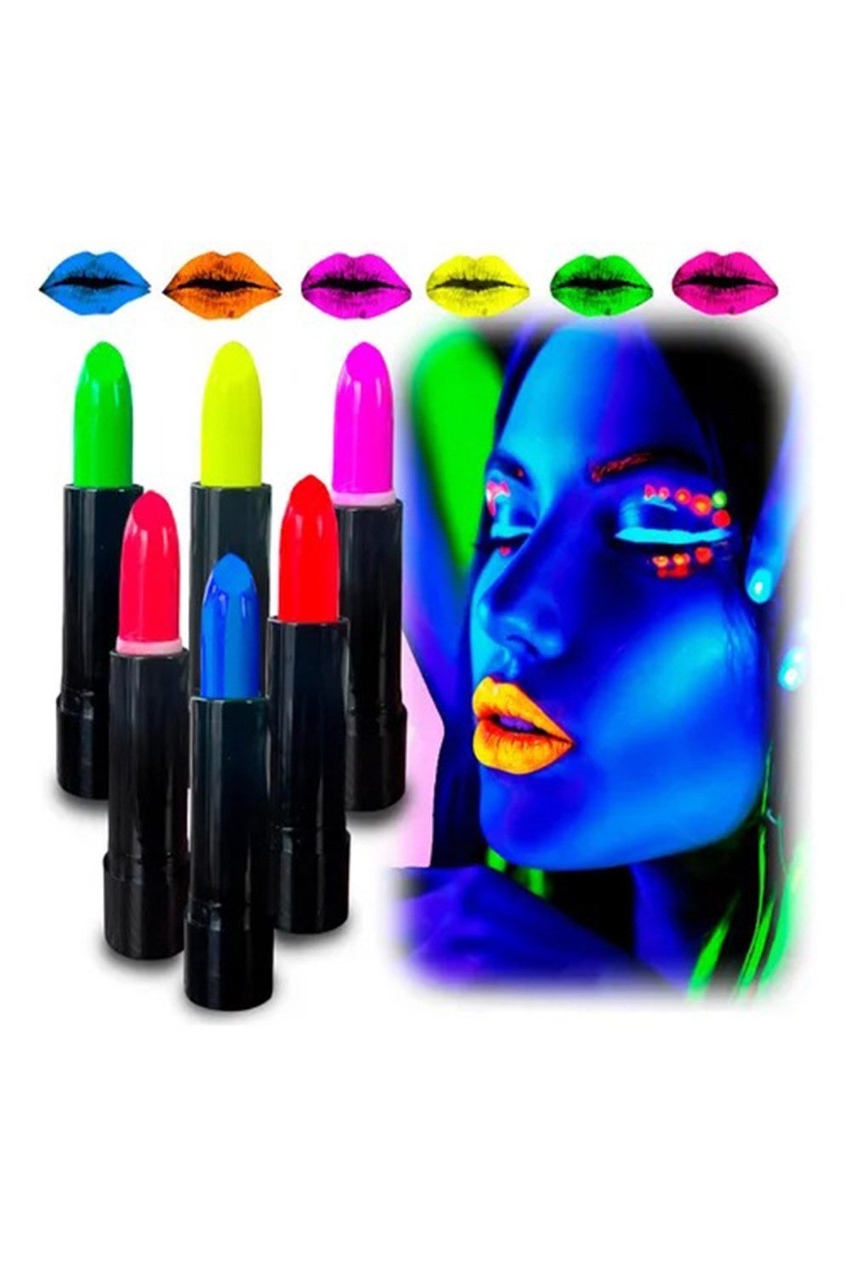 GlowPaint 6’lı Neon Boya – UV Işıkta Parlayan Makyaj Seti