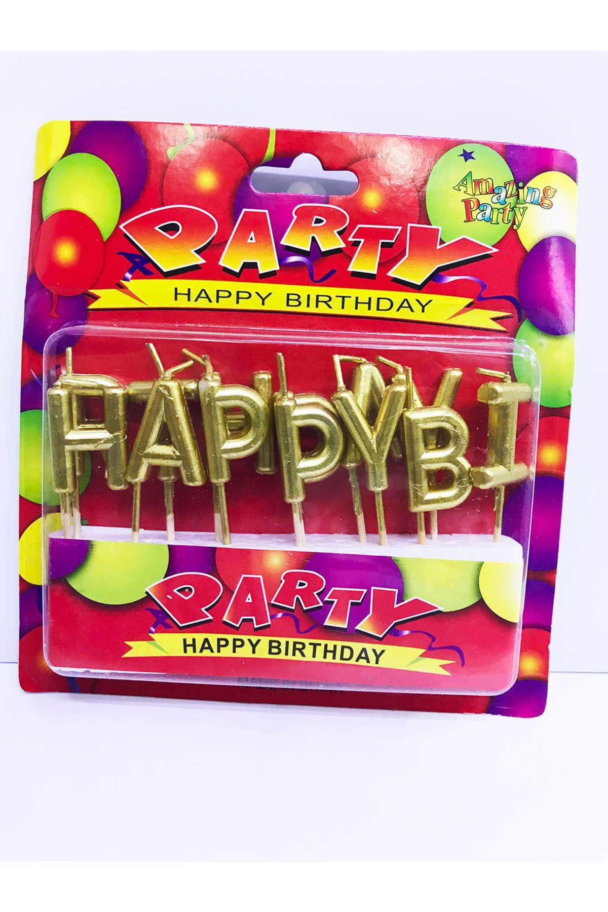 Gold Renk Happy Birthday Yazılabilen Parti Mumu