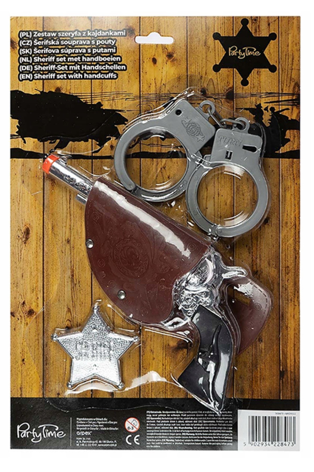Gösteriler İçin Kovboy Sheriff Tabancası Kelepçesi ve Rozet Kostüm Seti 3 Parça