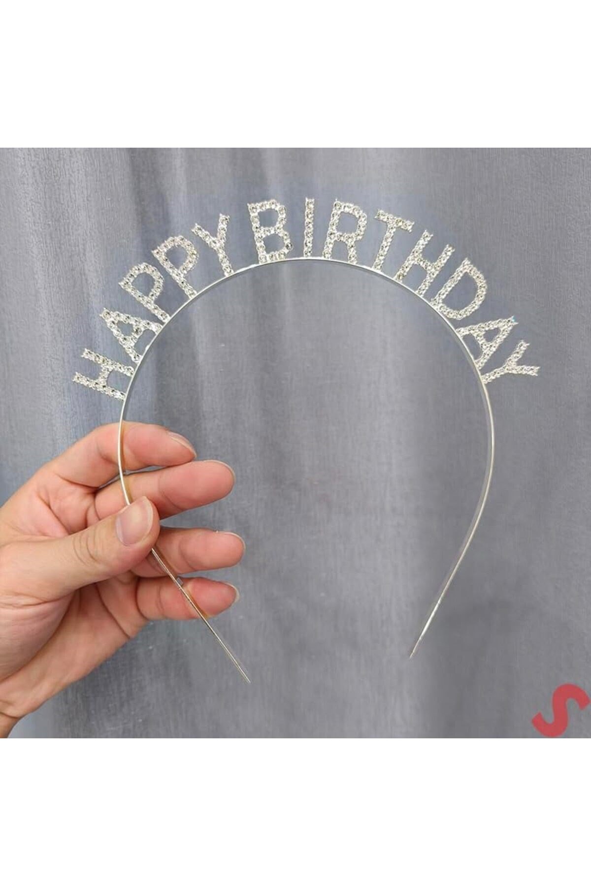 Gümüş Kristal Taşlı Happy Birthday Doğum Günü Tacı İthal Ürün A Kalite 17x16 cm