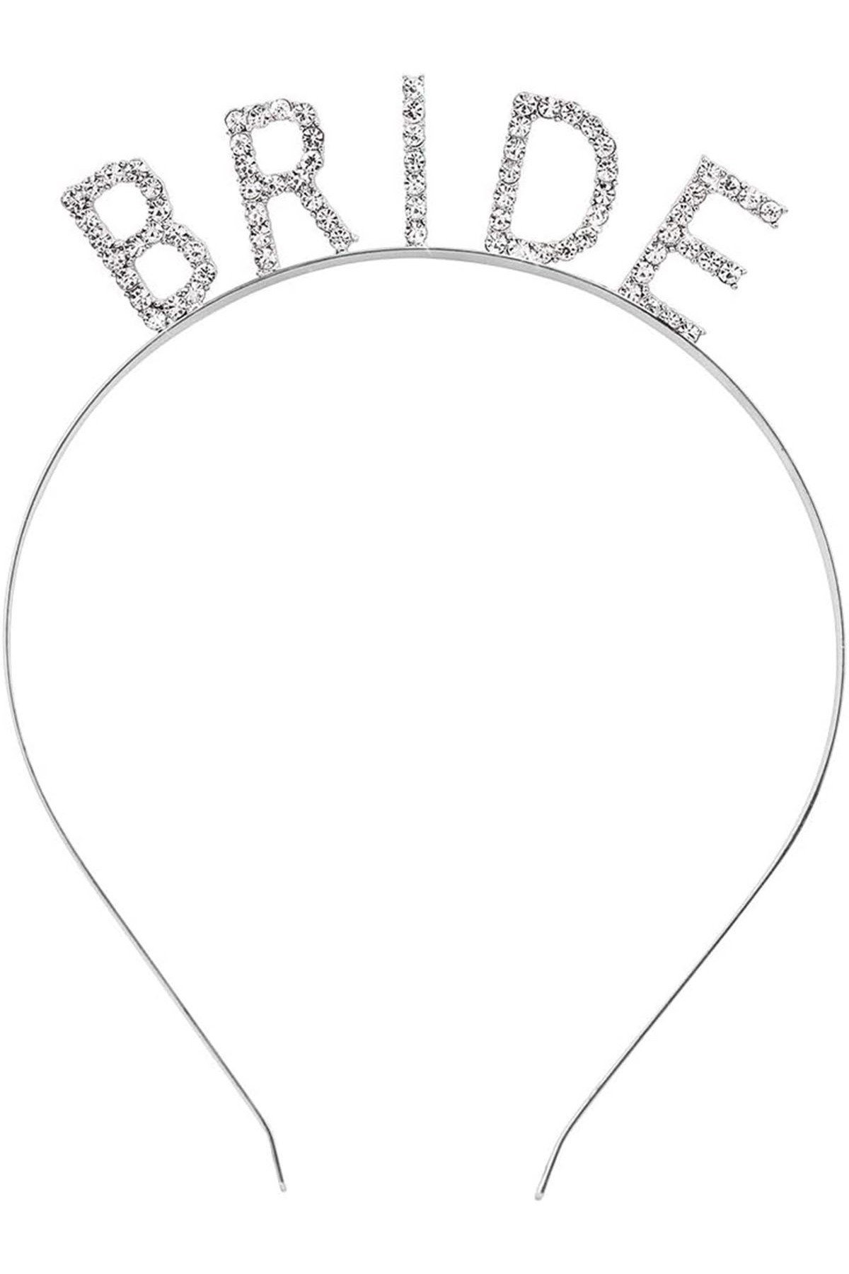 Gümüş Renk Bekarlığa Veda Kristal Taş Bride Tacı İthal 16x10 cm