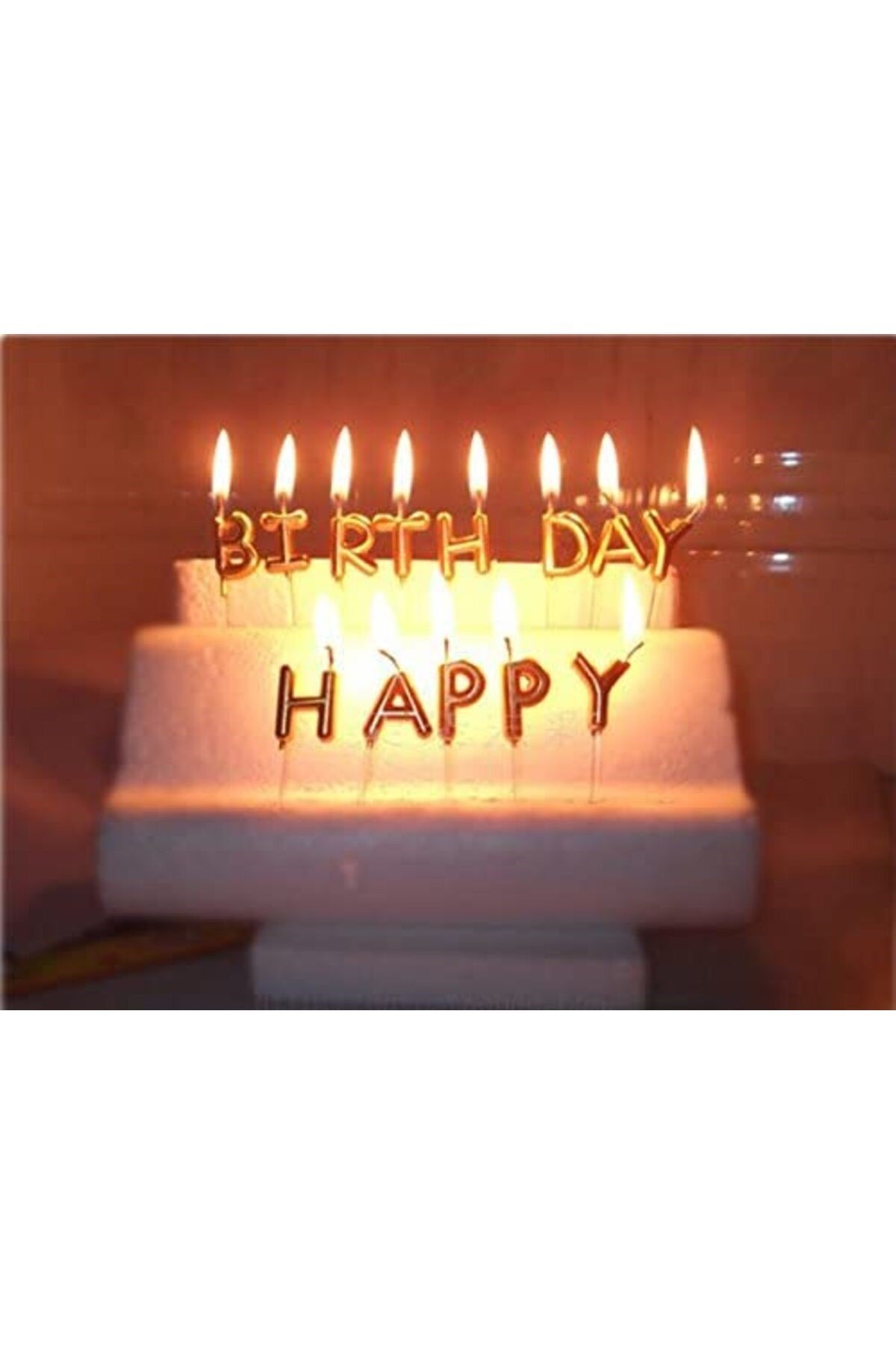 Gümüş Renk Happy Birthday Yazılabilen Parti Mumu