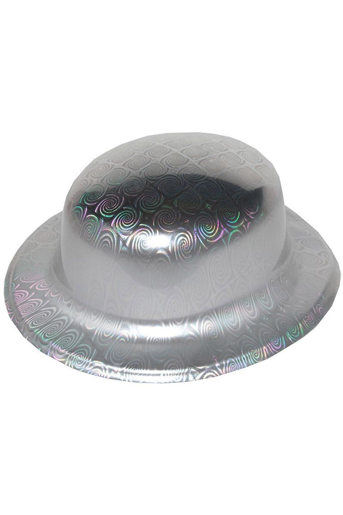 Gümüş Renk Hologramlı Plastik Yuvarlak Melon 27x24 cm