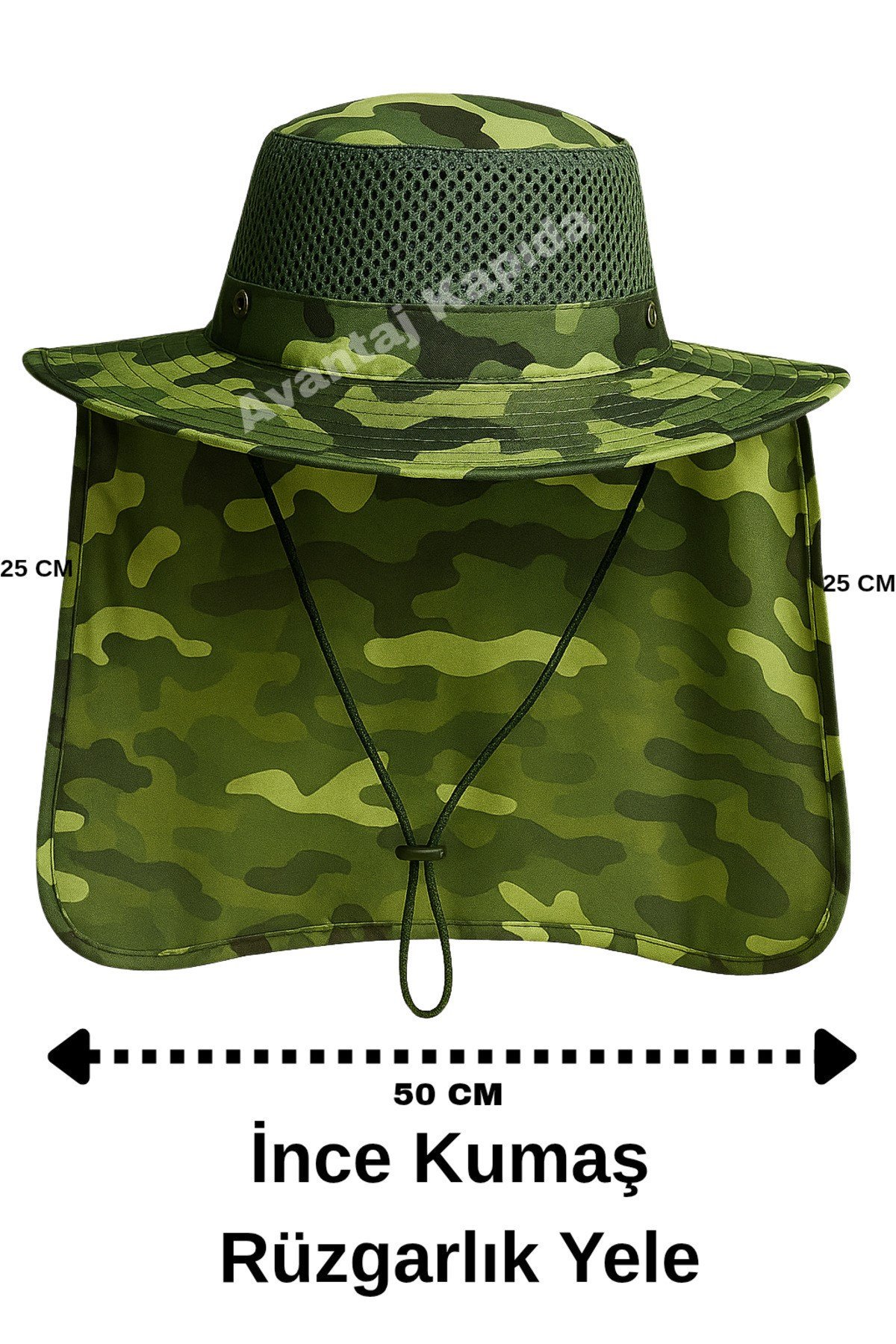 Güneş Korumalı Enseli Outdoor Şapka Bahçe Balıkçı Kamuflaj Güneş Şapkası Hafif