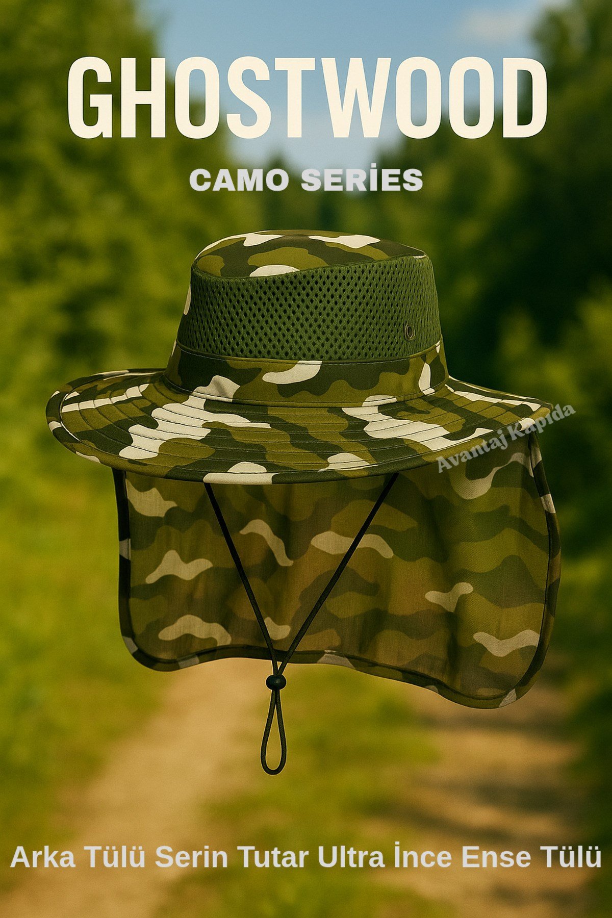 Güneş Korumalı Enseli Outdoor Şapka Bahçe Balıkçı Kamuflaj Güneş Şapkası Hafif