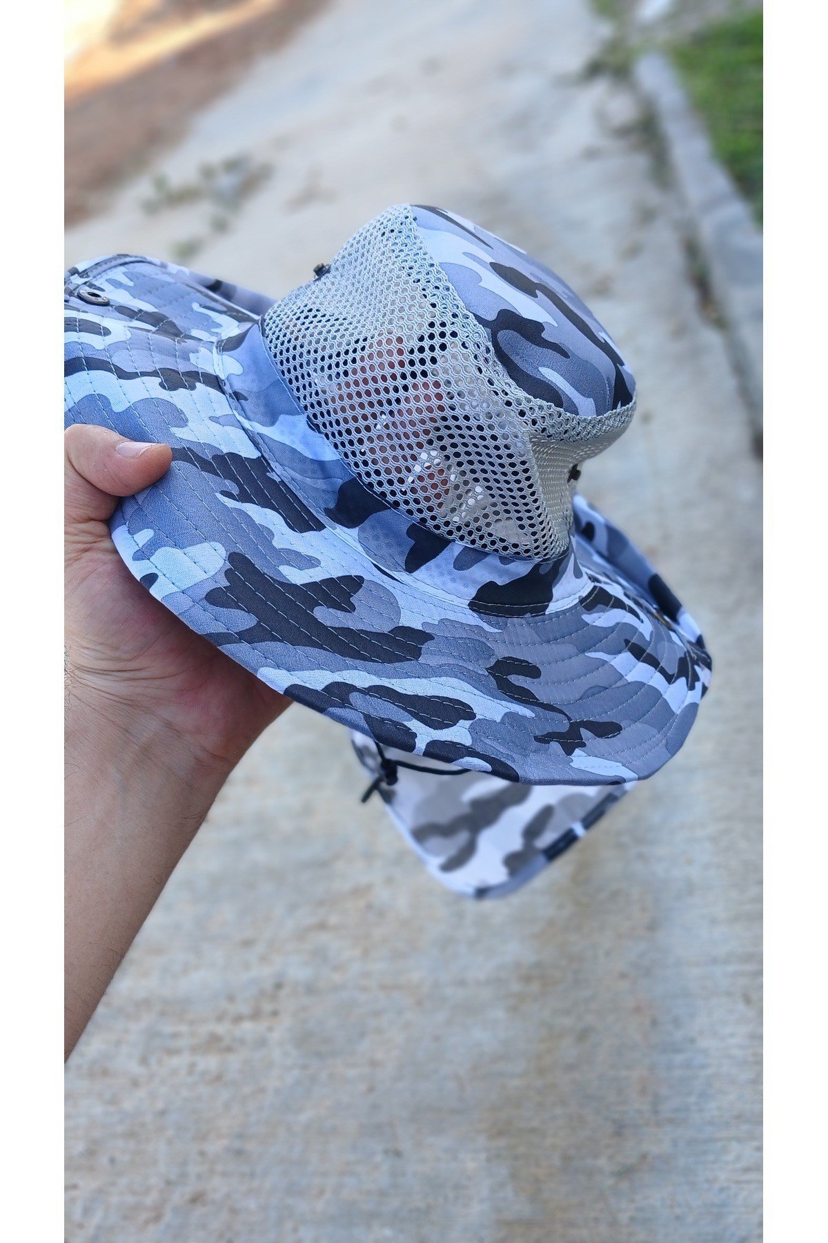 Güneş Korumalı Enseli Outdoor Şapka Bahçe Balıkçı Kamuflaj Güneş Şapkası Hafif