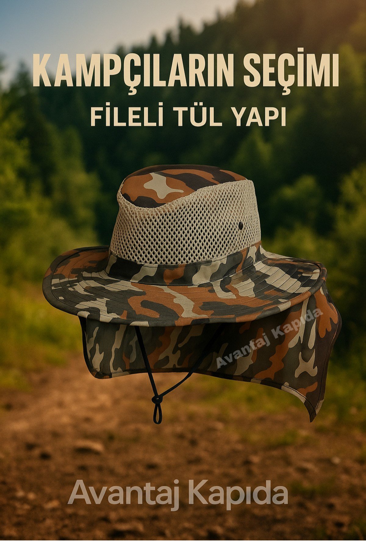 Güneş Korumalı Enseli Outdoor Şapka Bahçe Balıkçı Kamuflaj Güneş Şapkası Hafif