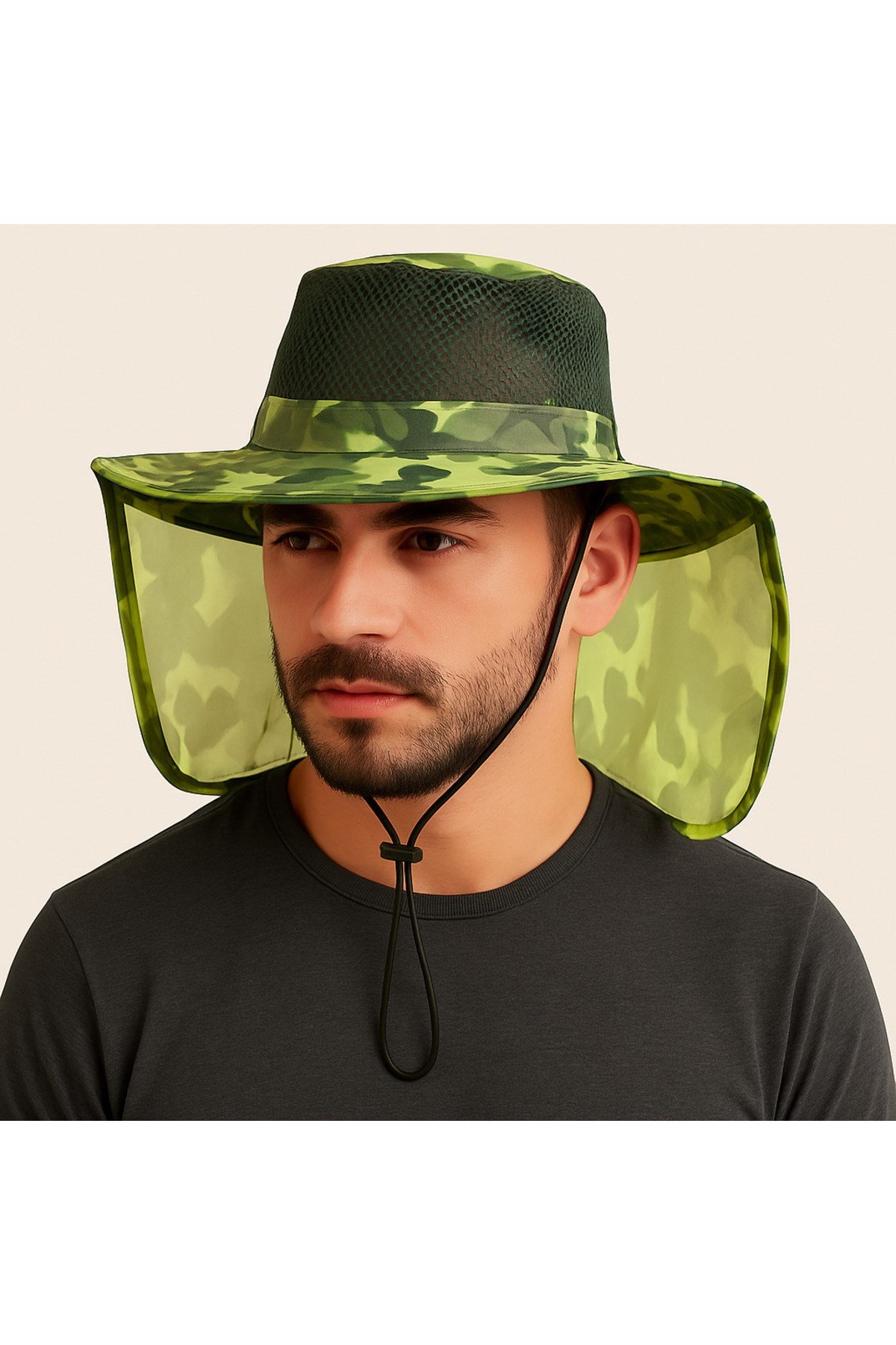 Güneş Korumalı Enseli Outdoor Şapka Bahçe Balıkçı Kamuflaj Güneş Şapkası Hafif
