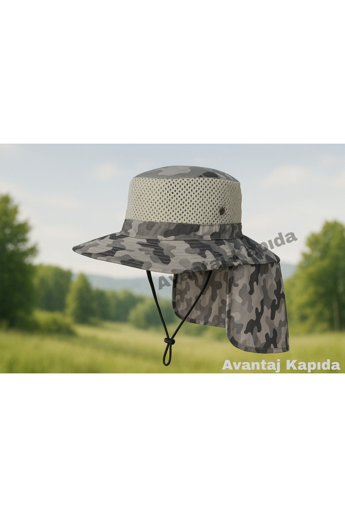 Güneş Korumalı Enseli Outdoor Şapka Bahçe Balıkçı Kamuflaj Güneş Şapkası Hafif
