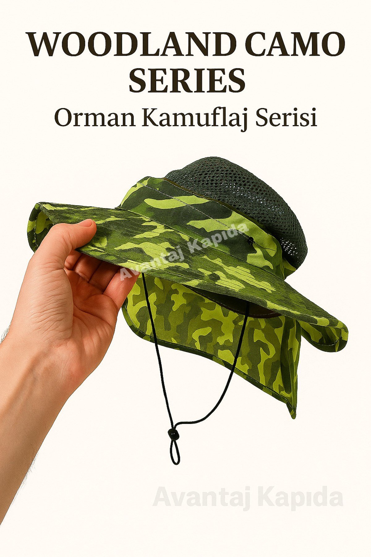 Güneş Korumalı Enseli Outdoor Şapka Bahçe Balıkçı Kamuflaj Güneş Şapkası Hafif
