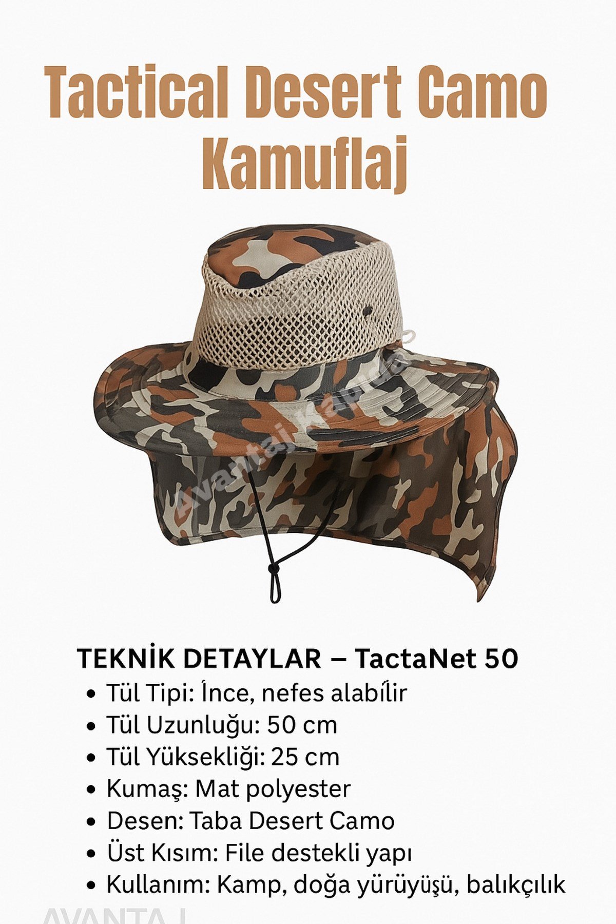 Güneş Korumalı Enseli Outdoor Şapka Bahçe Balıkçı Kamuflaj Güneş Şapkası Hafif