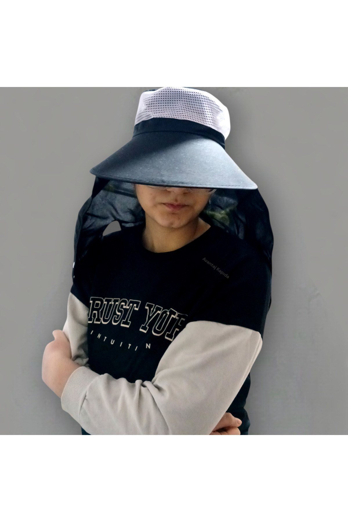 Güneş Korumalı Kadın Güneş Şapkası Geniş Siperli Ense Koruyuculu Yazlık Fileli Unisex