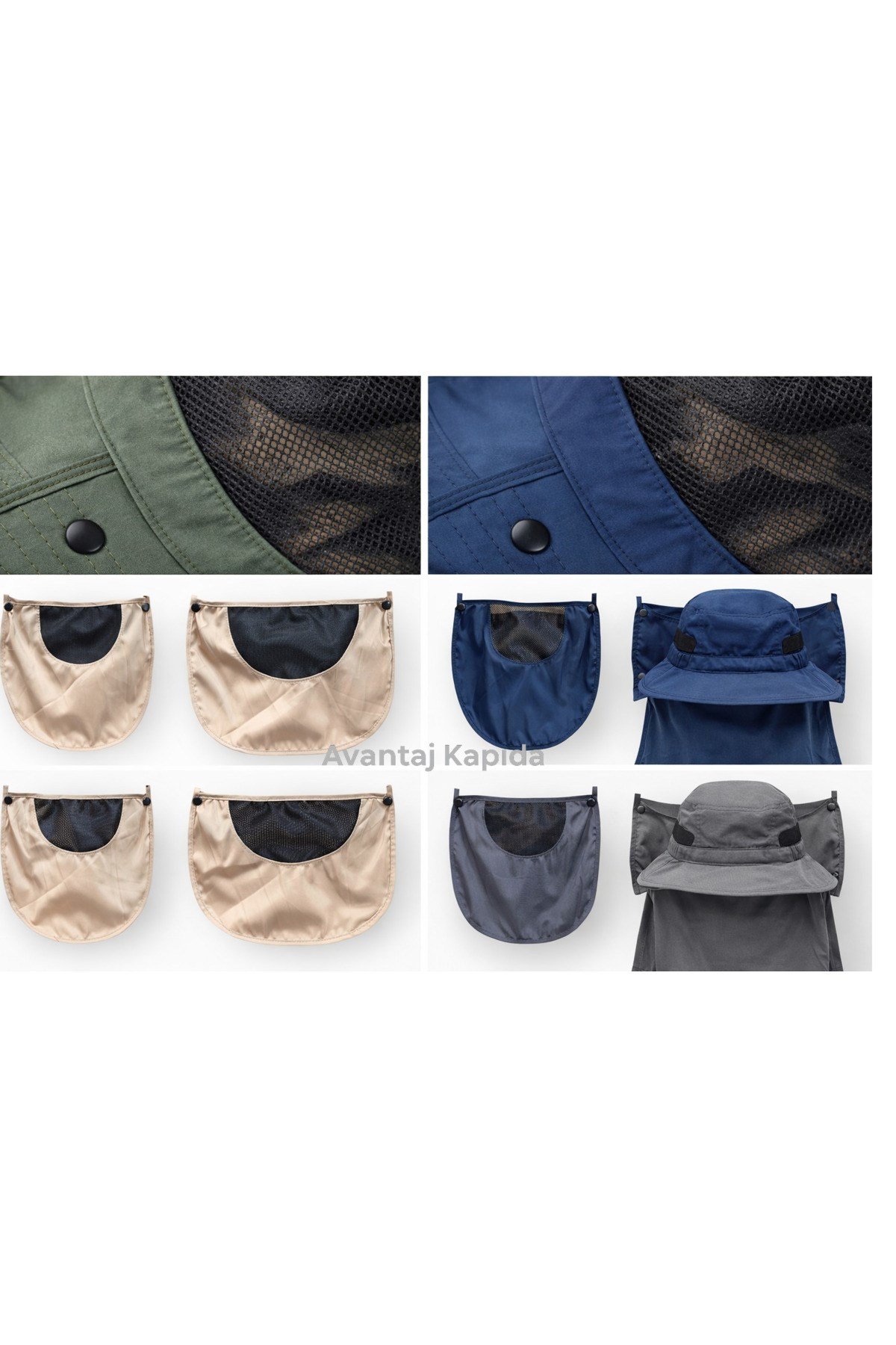 Güneş Korumalı Sök Tak Maskeli Unisex Enseli Şapka Sinek Koruyucu Tarla Balıkçı Kamp Outdoor Plaj