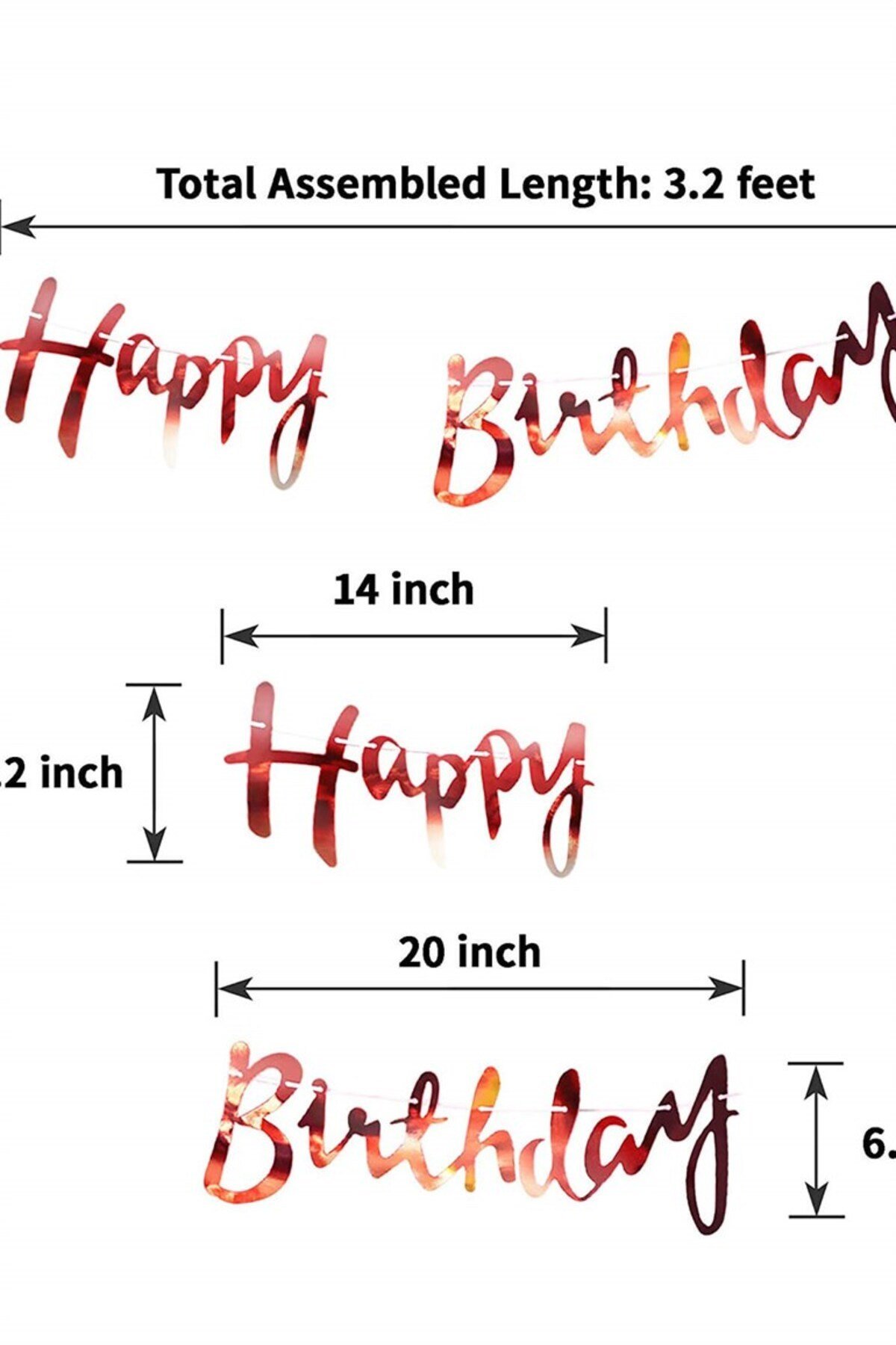 Happy Birthday Parlak Banner Flama Kırmızı Renk