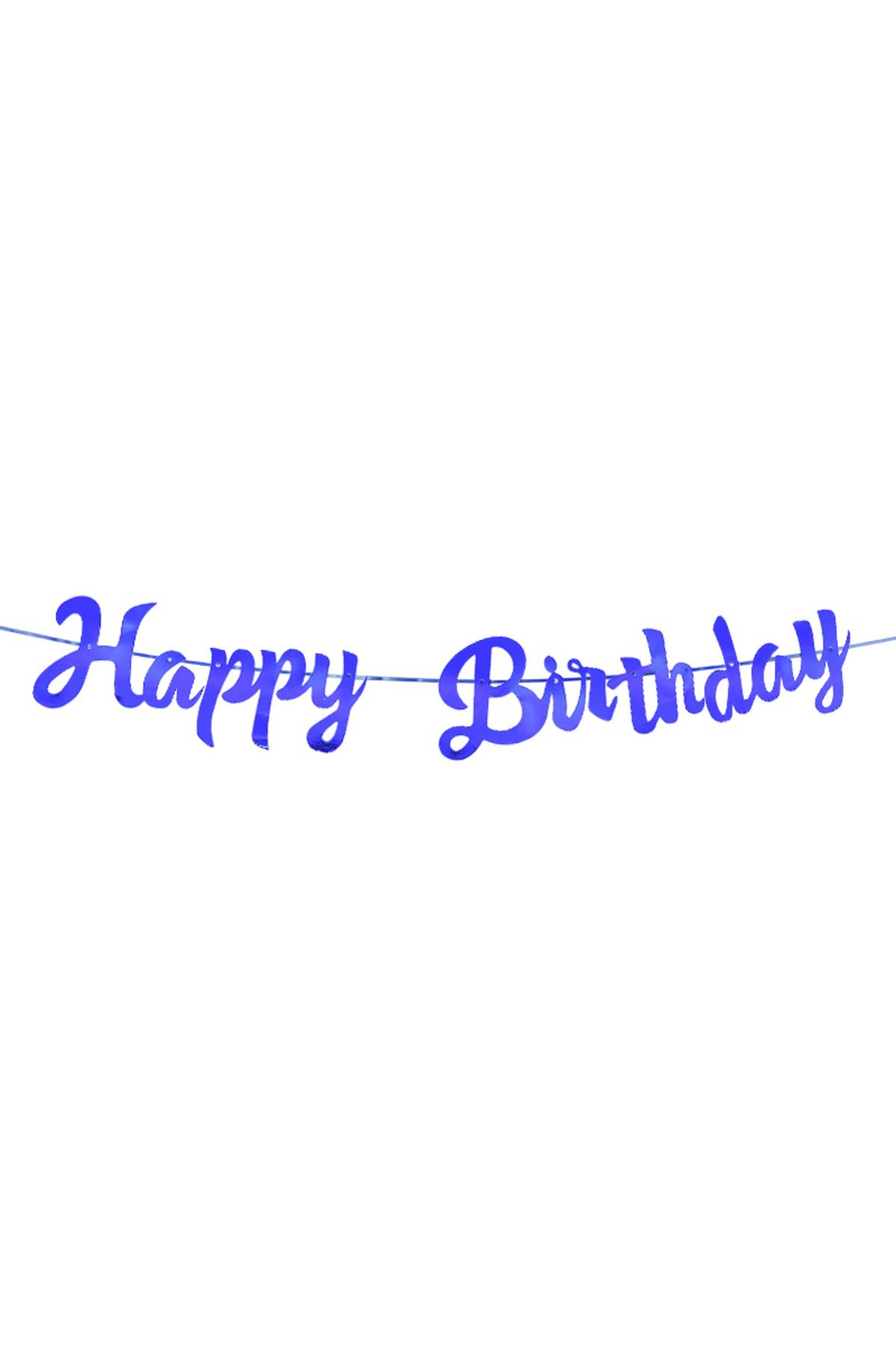 Happy Birthday Parlak Banner Flama Mavi Renk