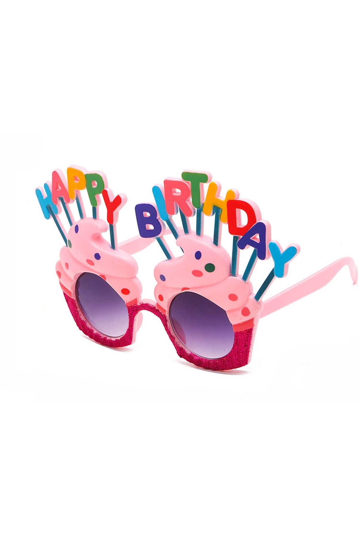 Happy Birthday Yazılı Pembe Fuşya Renk Parti Gözlüğü 12x7 cm