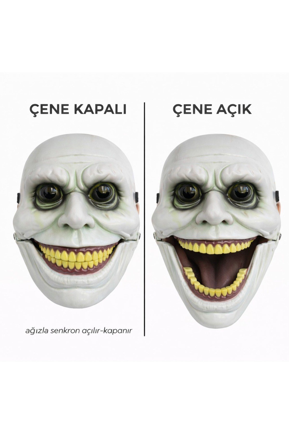 Hareketli Çene Mekanizmalı Korku Maskesi Yeşil