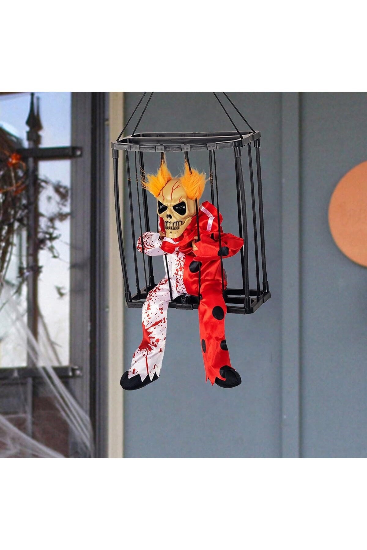 Hareketli Sesli Sensörlü Mahkum Joker İskelet Dekorasyon 22x27 cm