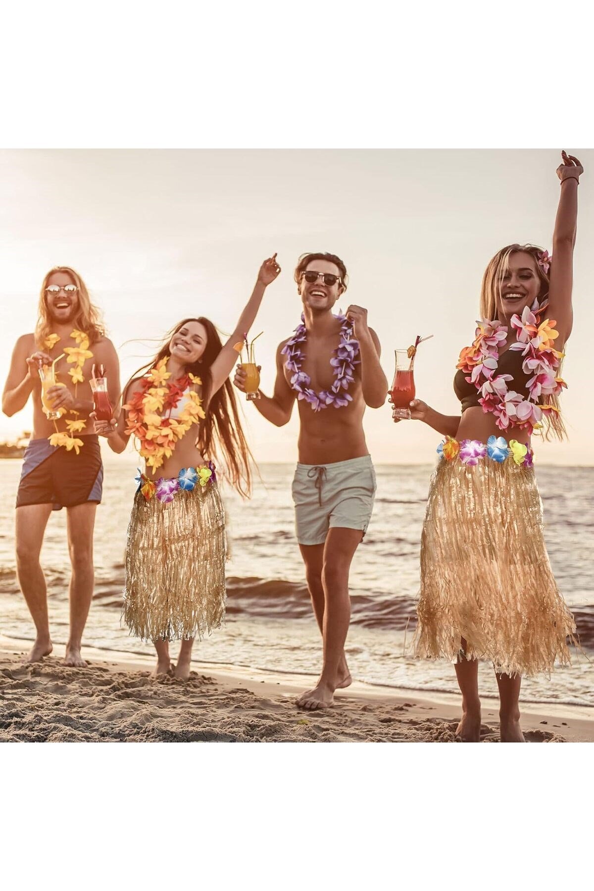 Hawaii Tarzı Hula Eteği – 60 cm Hasır Naturel Etek