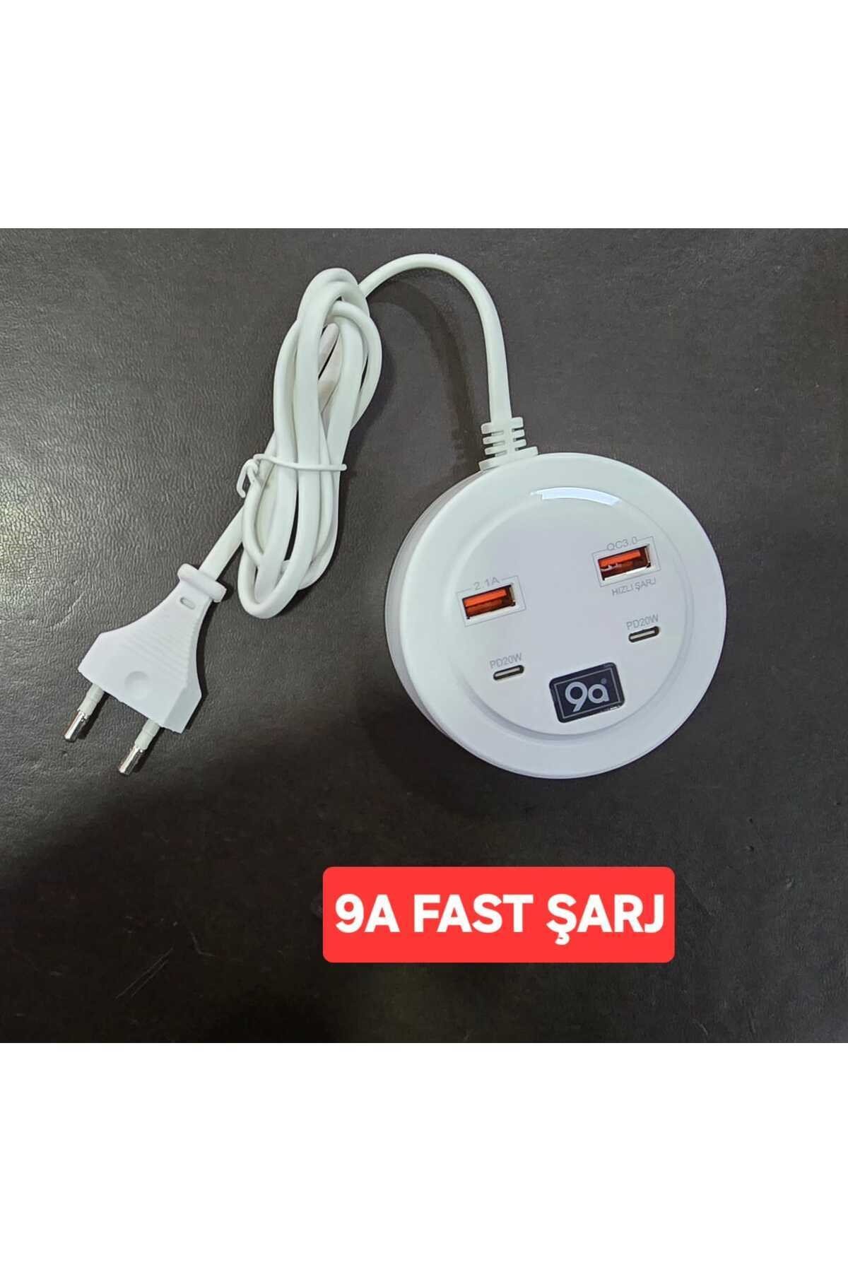 Hızlı Şarj İstasyonu PD 20W + QC 3.0 Masaüstü 4 Portlu Çoklu Şarj Adaptörü 38W (1 Metre Kablolu)