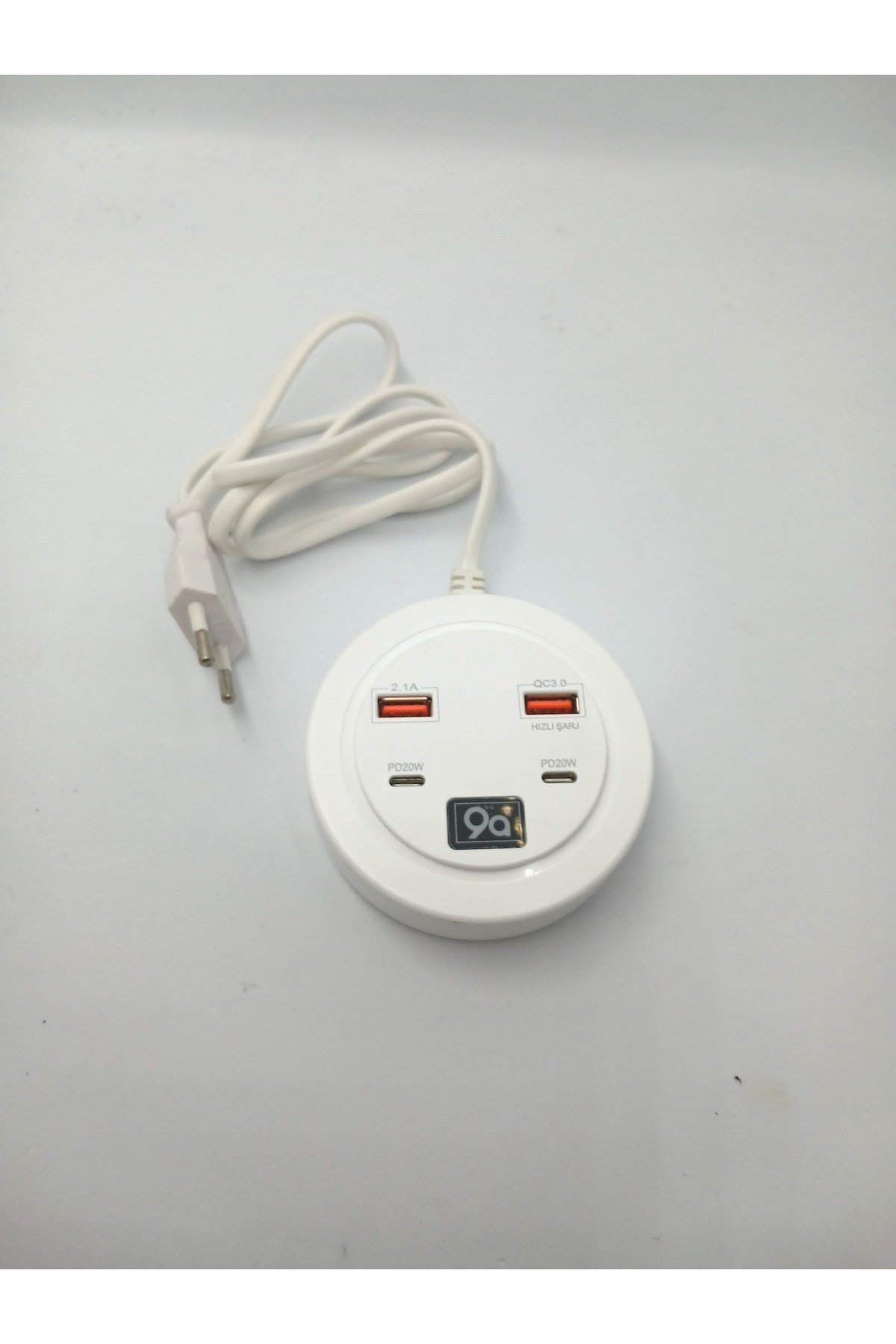 Hızlı Şarj İstasyonu PD 20W + QC 3.0 Masaüstü 4 Portlu Çoklu Şarj Adaptörü 38W (1 Metre Kablolu)