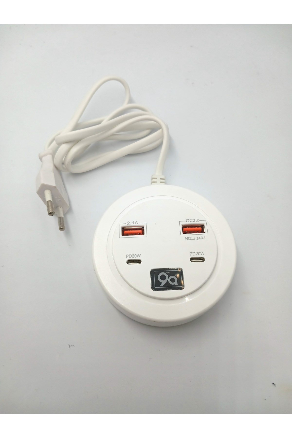 Hızlı Şarj İstasyonu PD 20W + QC 3.0 Masaüstü 4 Portlu Çoklu Şarj Adaptörü 38W (1 Metre Kablolu)